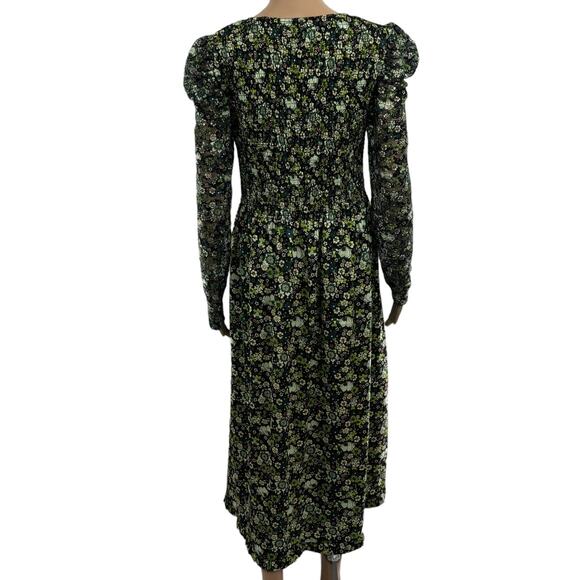Scotch & Soda Green Floral Printed Lace Sleeved Midi Dress - Picture 8 of 12